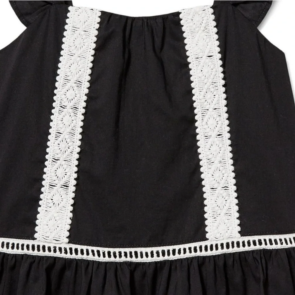 Janie and Jack Peplum Top Cotton Batiste Crochet Trim Flutter Sleeve Toddler